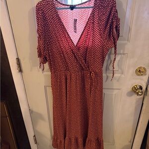 Torrid Red Ruffled Wrap Midi Dress